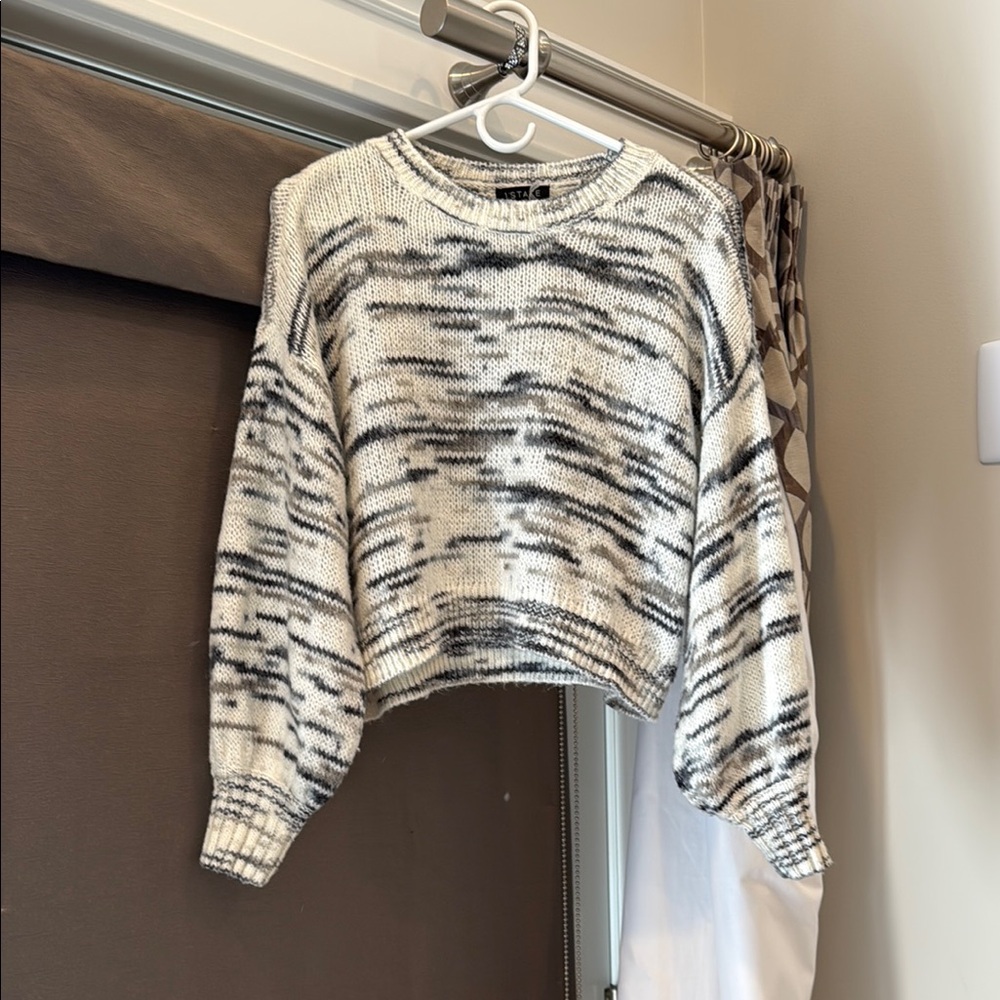 Cozy White Black and Grey Sweater
